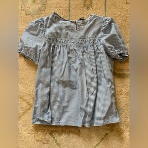 NWOT J Crew Blue and White Striped Puff Short Sleeve Cotton Blouse